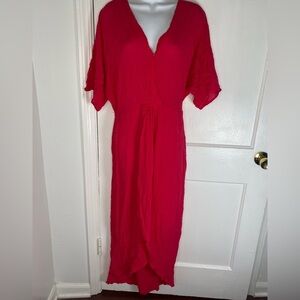 Lovestitch Nordstrom Hot Pink Wrap Kimono Maxi Dress S
